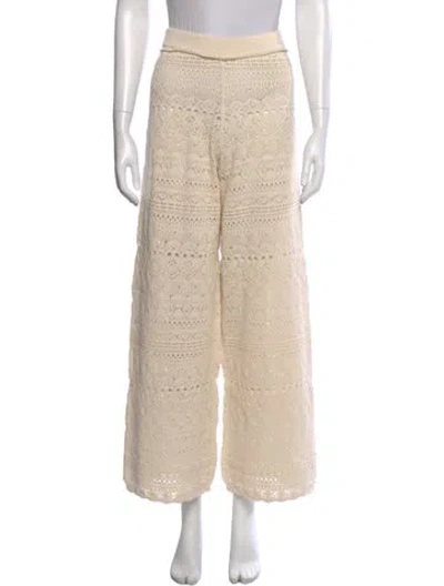 Pre-owned Ba&sh Lace Pattern Wide Leg Pants In Neutral
