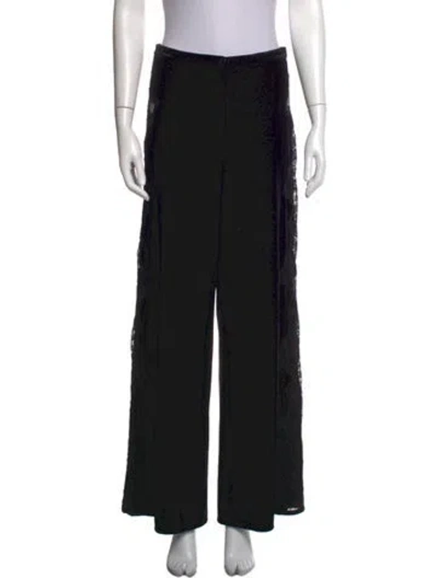 Pre-owned Ba&sh Lace Pattern Wide Leg Pants W/ Tags In Black