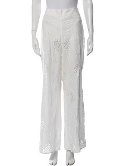 Pre-owned Ba&sh Lace Pattern Wide Leg Pants In White