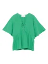 Ba&sh Lace-up Detail Blouse In Green