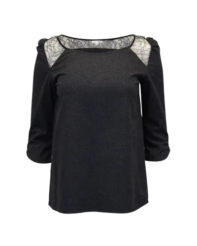 Pre-owned Ba&sh Ba & Sh Lace-trim Top In Grey Polyester