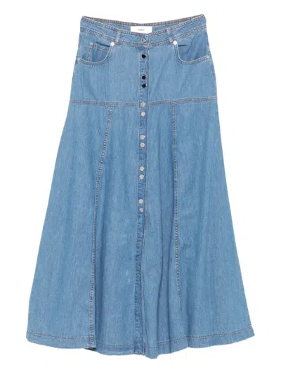 BA&SH LADDIE BUTTON-FRONT DENIM MIDI SKIRT
