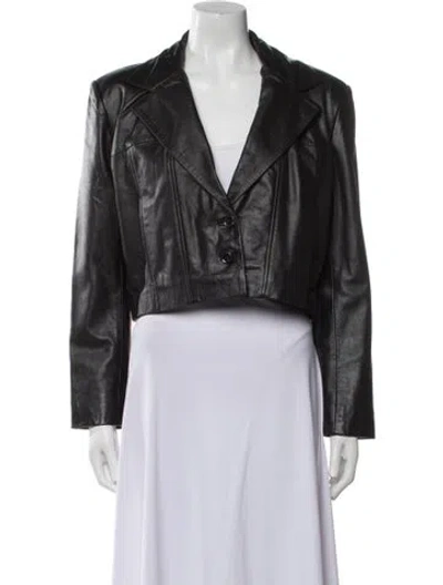 Pre-owned Ba&sh Lamb Leather Biker Jacket In Black