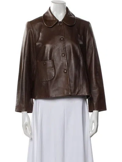 Pre-owned Ba&sh Lamb Leather Evening Jacket In Brown