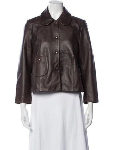 Pre-owned Ba&sh Lamb Leather Jacket In Brown