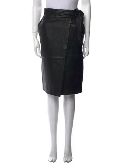 Pre-owned Ba&sh Lamb Leather Knee-length Skirt In Black