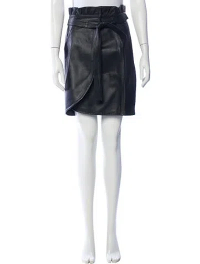 Pre-owned Ba&sh Lamb Leather Knee-length Skirt In Black