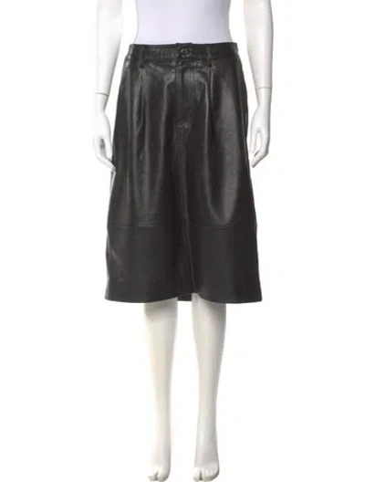 Pre-owned Ba&sh Lamb Leather Knee-length Skirt In Black