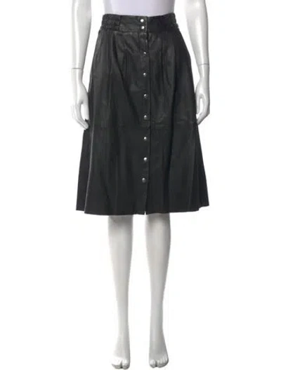 Pre-owned Ba&sh Lamb Leather Midi Length Skirt In Black