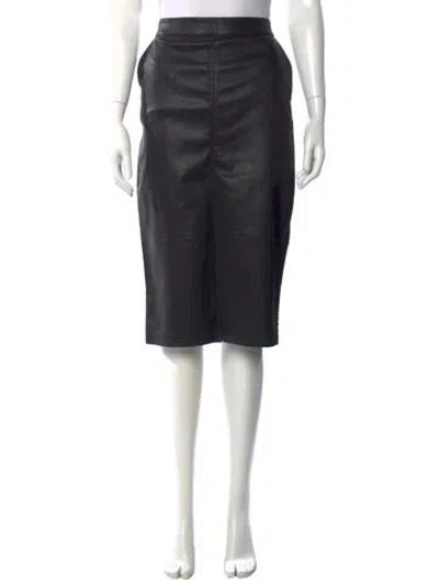 Pre-owned Ba&sh Lamb Leather Midi Length Skirt In Black