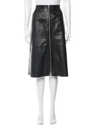 Pre-owned Ba&sh Lamb Leather Midi Length Skirt In Black