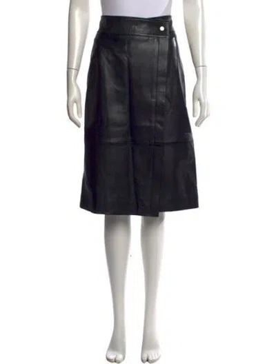 Pre-owned Ba&sh Lamb Leather Midi Length Skirt In Black