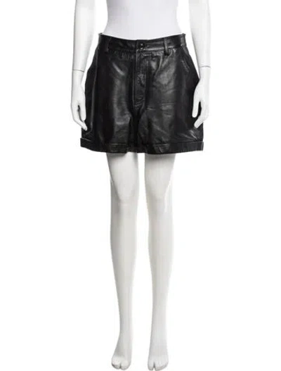 Pre-owned Ba&sh Lamb Leather Mini Shorts In Black