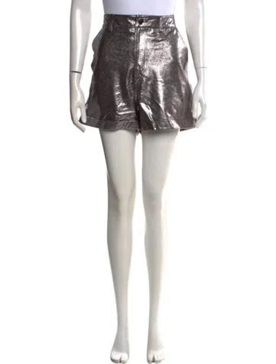 Pre-owned Ba&sh Lamb Leather Mini Shorts In Gray
