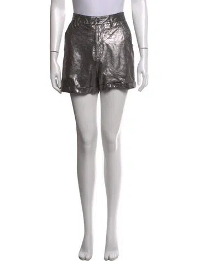 Pre-owned Ba&sh Lamb Leather Mini Shorts In Silver
