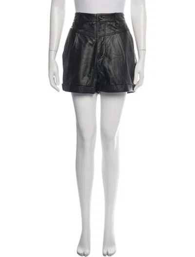 Pre-owned Ba&sh Lamb Leather Mini Shorts W/ Tags In Black