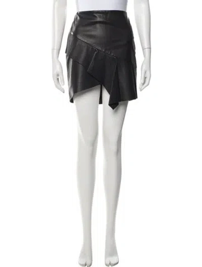 Pre-owned Ba&sh Lamb Leather Mini Skirt In Black