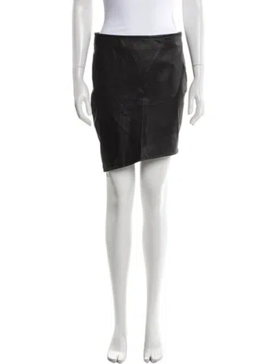 Pre-owned Ba&sh Lamb Leather Mini Skirt In Black