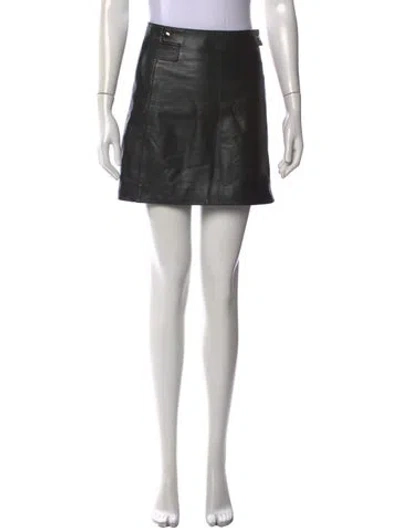Pre-owned Ba&sh Lamb Leather Mini Skirt In Black