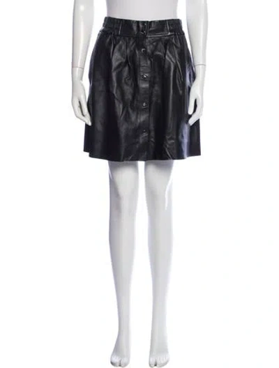 Pre-owned Ba&sh Lamb Leather Mini Skirt In Black
