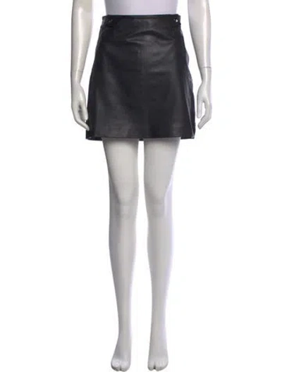 Pre-owned Ba&sh Lamb Leather Mini Skirt In Black