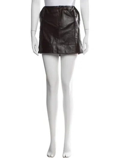 Pre-owned Ba&sh Lamb Leather Mini Skirt In Black