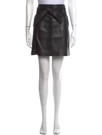 Pre-owned Ba&sh Lamb Leather Mini Skirt In Black