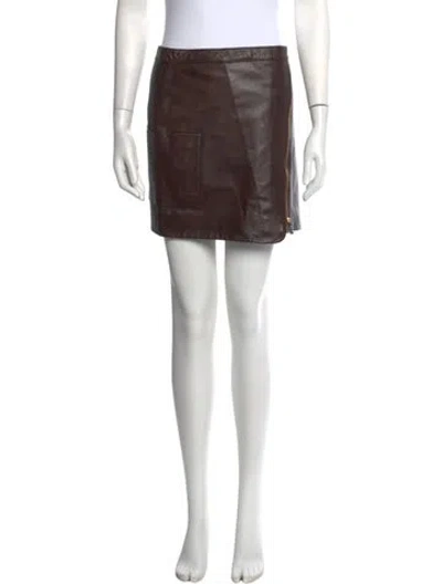 Pre-owned Ba&sh Lamb Leather Mini Skirt W/ Tags In Black