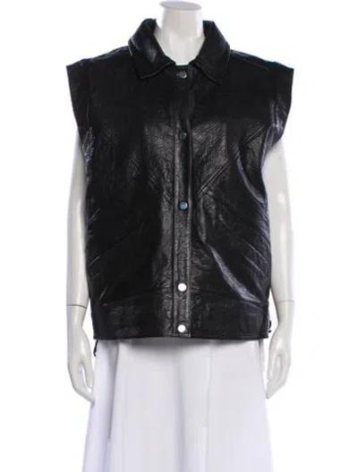 Pre-owned Ba&sh Lamb Leather Vest In Black