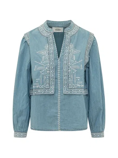Ba&sh Laura Embroidered Blouse In Blue