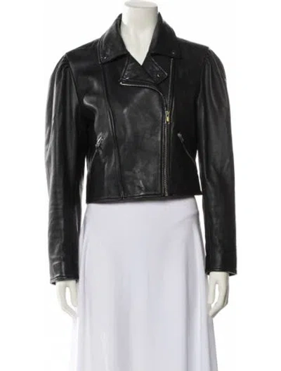 Pre-owned Ba&sh Leather Biker Jacket In Black