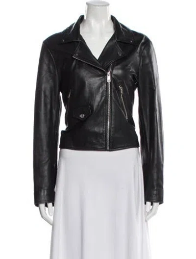 Pre-owned Ba&sh Leather Biker Jacket In Black