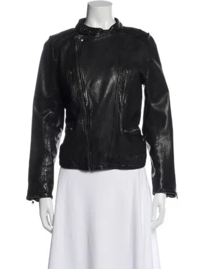 Pre-owned Ba&sh Leather Biker Jacket In Black