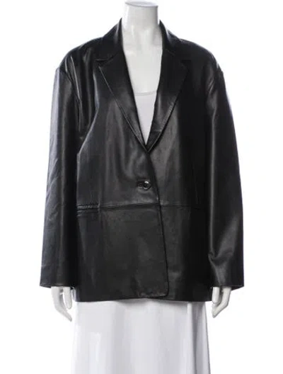Pre-owned Ba&sh Leather Blazer In Black
