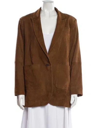 Pre-owned Ba&sh Leather Blazer In Brown