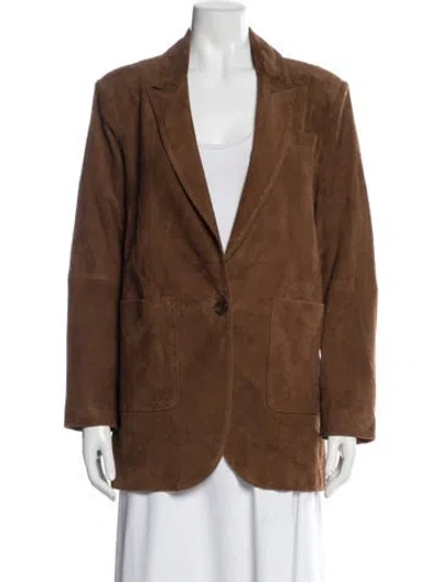 Pre-owned Ba&sh Leather Blazer In Brown