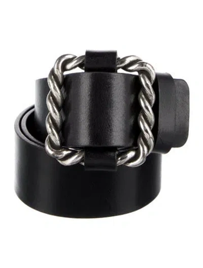 Pre-owned Ba&sh Leather Braided Accents Belt In Black