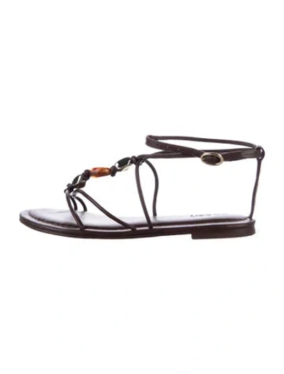Pre-owned Ba&sh Leather Flats In Brown