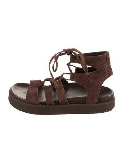 Pre-owned Ba&sh Leather Gladiator Sandals In Brown