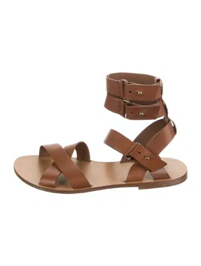 Pre-owned Ba&sh Leather Gladiator Sandals In Brown