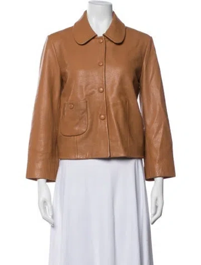 Pre-owned Ba&sh Leather Jacket In Brown