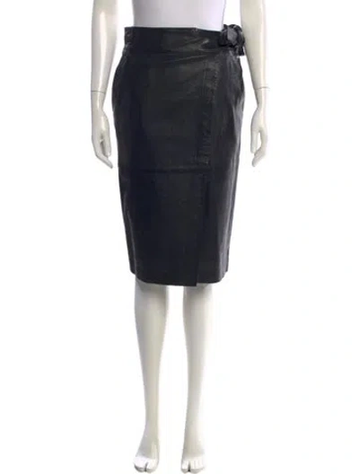 Pre-owned Ba&sh Leather Knee-length Skirt In Black