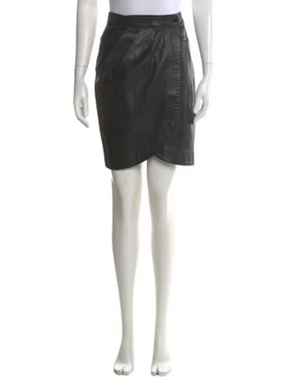 Pre-owned Ba&sh Leather Knee-length Skirt In Black