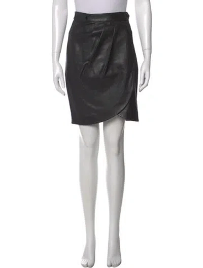 Pre-owned Ba&sh Leather Knee-length Skirt In Black