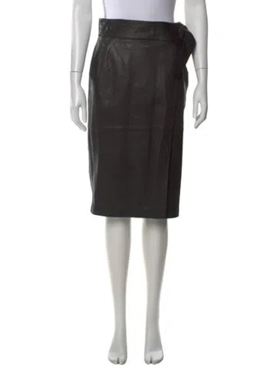 Pre-owned Ba&sh Leather Knee-length Skirt In Black