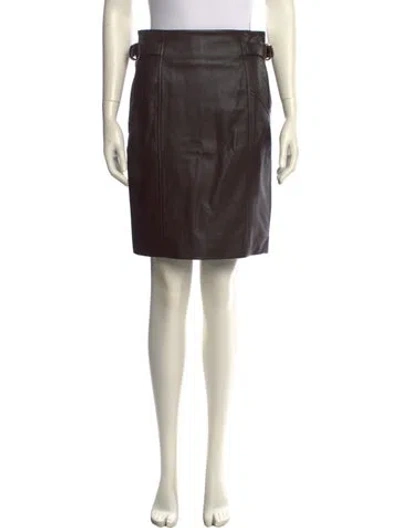 Pre-owned Ba&sh Leather Knee-length Skirt In Brown