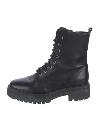 Pre-owned Ba&sh Leather Lace-up Boots In Black