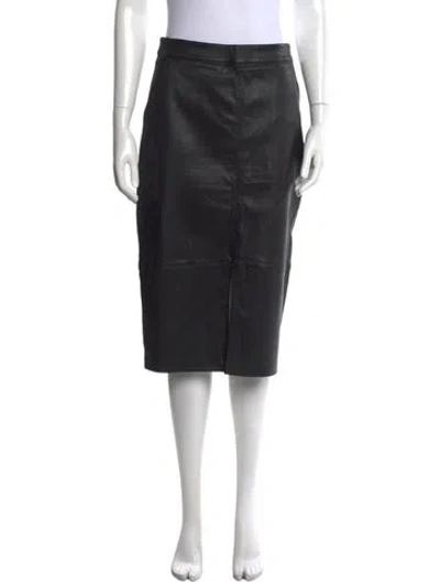 Pre-owned Ba&sh Leather Midi Length Skirt In Black