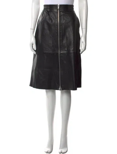 Pre-owned Ba&sh Leather Midi Length Skirt In Black