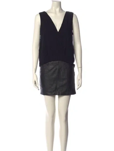 Pre-owned Ba&sh Leather Mini Dress In Black